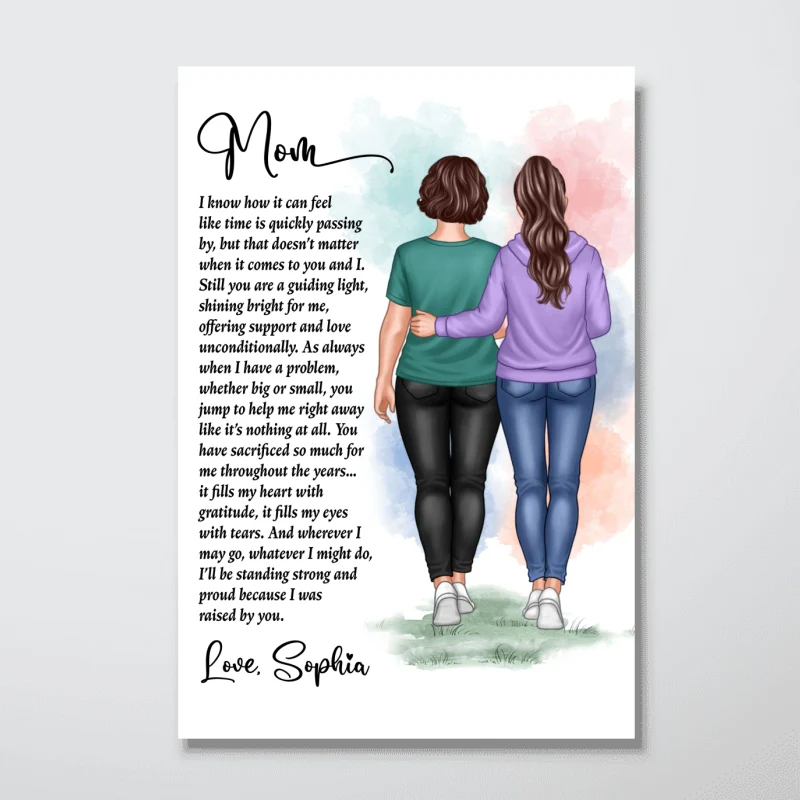 Mom And Daughter Walking To My Mom Mother‘s Day Gift Personalized Vertical Poster - Image 6