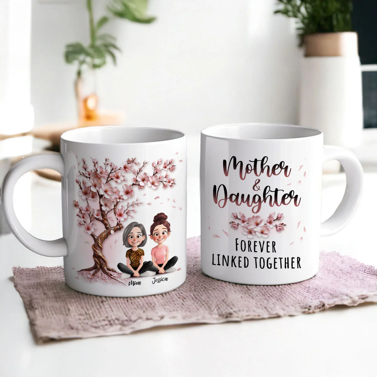 Mom And Daughters Under 3D Effect Blossom Tree Personalized Mug, Heartfelt Gift For Mom, Daughter - Image 3
