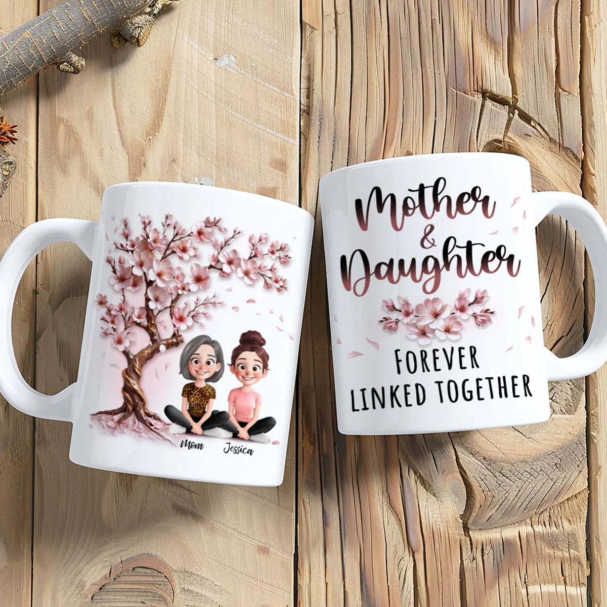 Mom And Daughters Under 3D Effect Blossom Tree Personalized Mug, Heartfelt Gift For Mom, Daughter - Image 4
