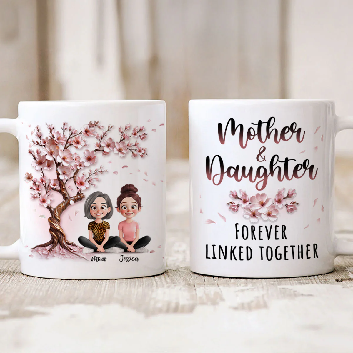 Mom And Daughters Under 3D Effect Blossom Tree Personalized Mug, Heartfelt Gift For Mom, Daughter - Image 5