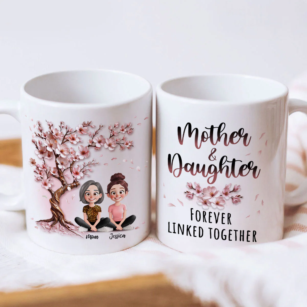 Mom And Daughters Under 3D Effect Blossom Tree Personalized Mug, Heartfelt Gift For Mom, Daughter - Image 7