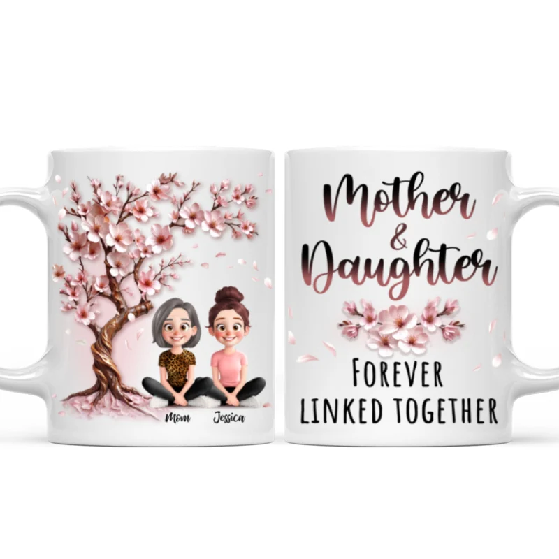 Mom And Daughters Under 3D Effect Blossom Tree Personalized Mug, Heartfelt Gift For Mom, Daughter - Image 8