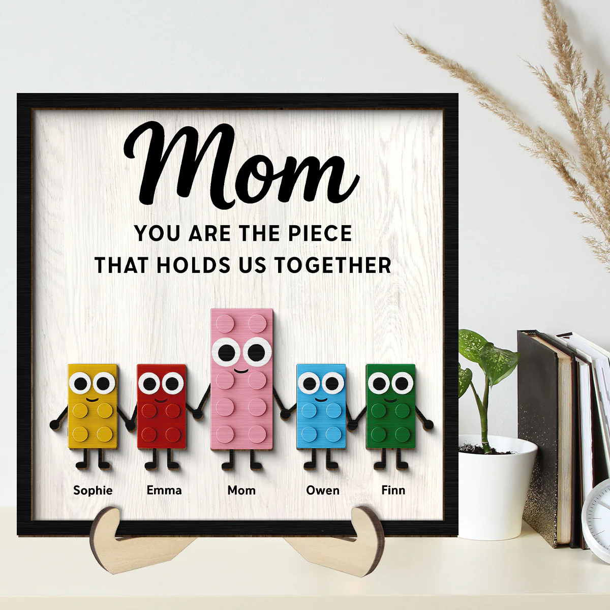 Mom And Kids Cute Puzzle Personalized 2-Layered Wooden Plaque, Gift for Mom, Gift for Wife, Gift for Grandma - Image 3