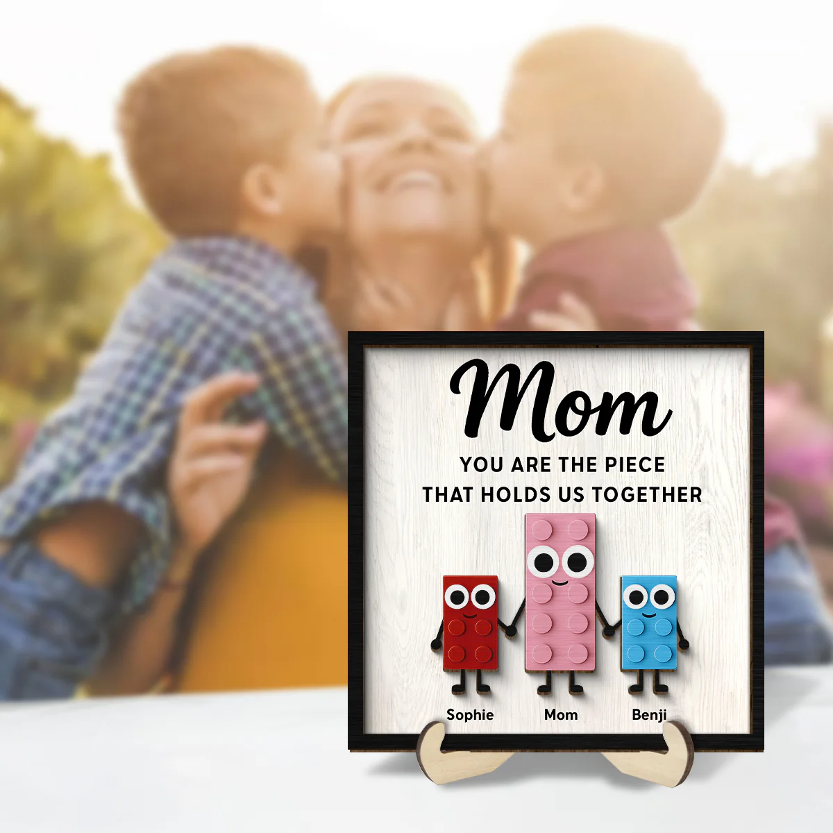 Mom And Kids Cute Puzzle Personalized 2-Layered Wooden Plaque, Gift for Mom, Gift for Wife, Gift for Grandma - Image 7