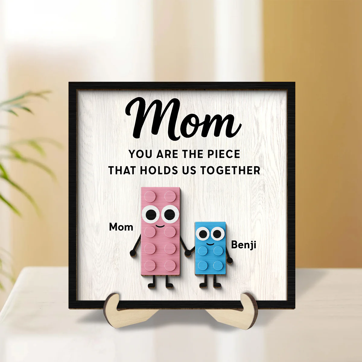 Mom And Kids Cute Puzzle Personalized 2-Layered Wooden Plaque, Gift for Mom, Gift for Wife, Gift for Grandma - Image 9