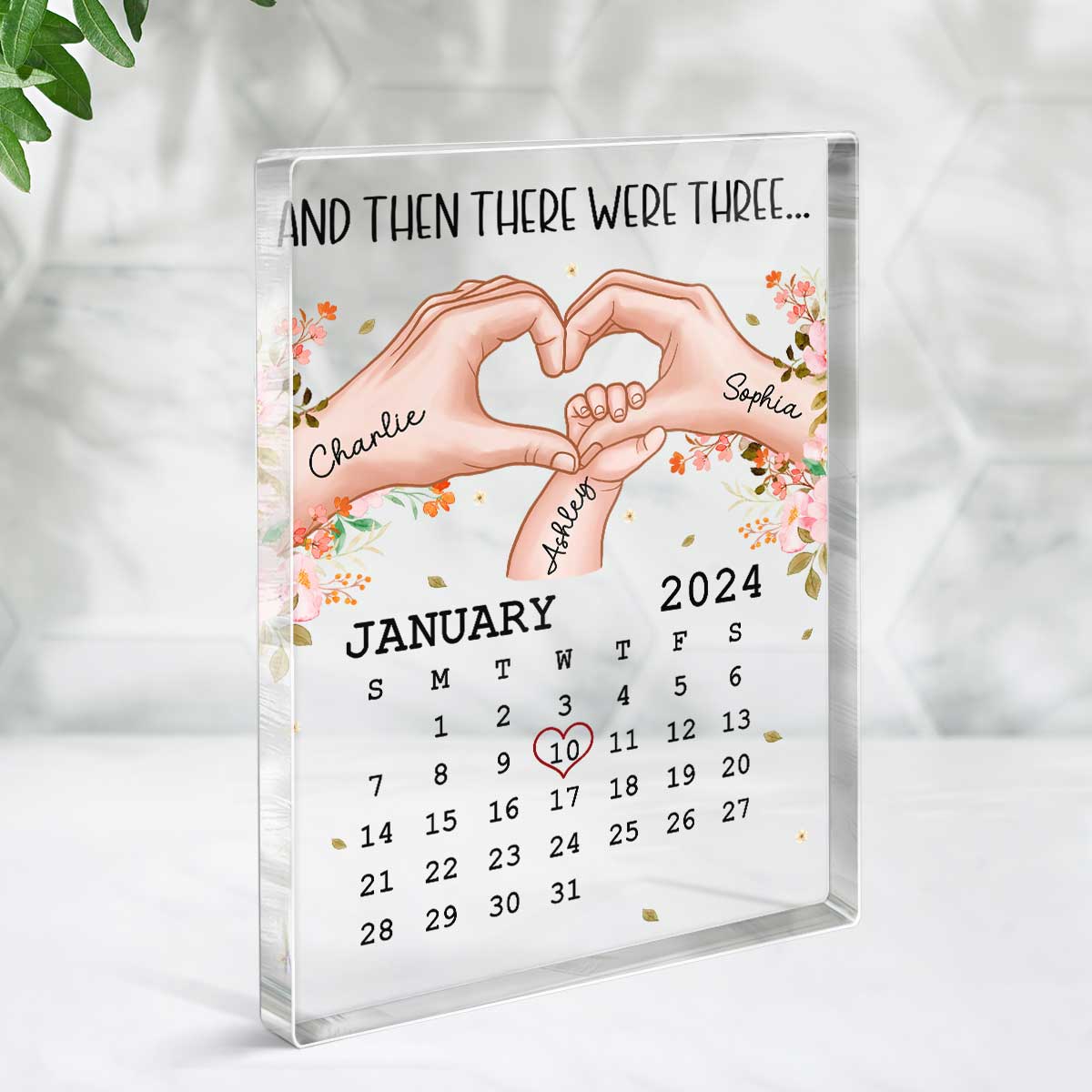 Mom And Then There Were Three Calendar Personalized Vertical Rectangle Acrylic Block Plaque - Image 3