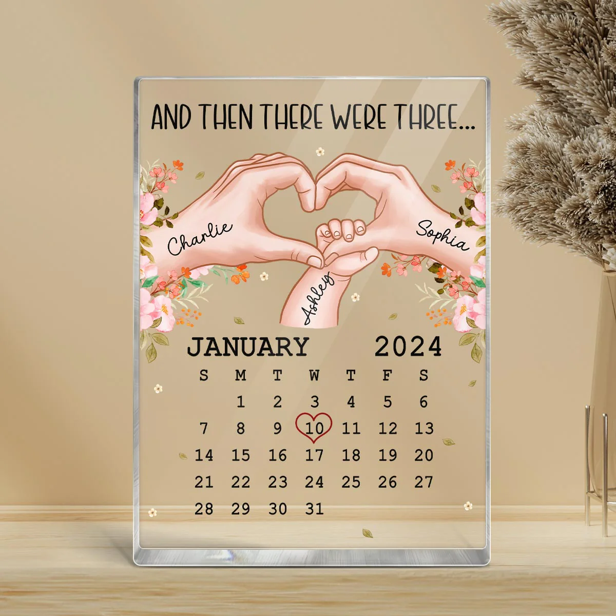 Mom And Then There Were Three Calendar Personalized Vertical Rectangle Acrylic Block Plaque - Image 4