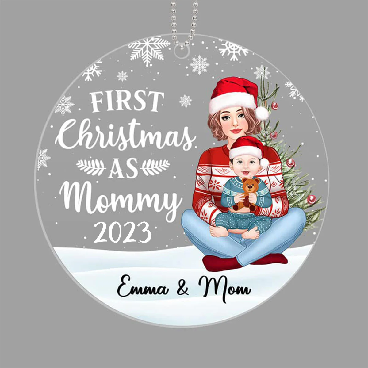 Mom & Baby First Christmas Personalized Acrylic Ornament - Image 2