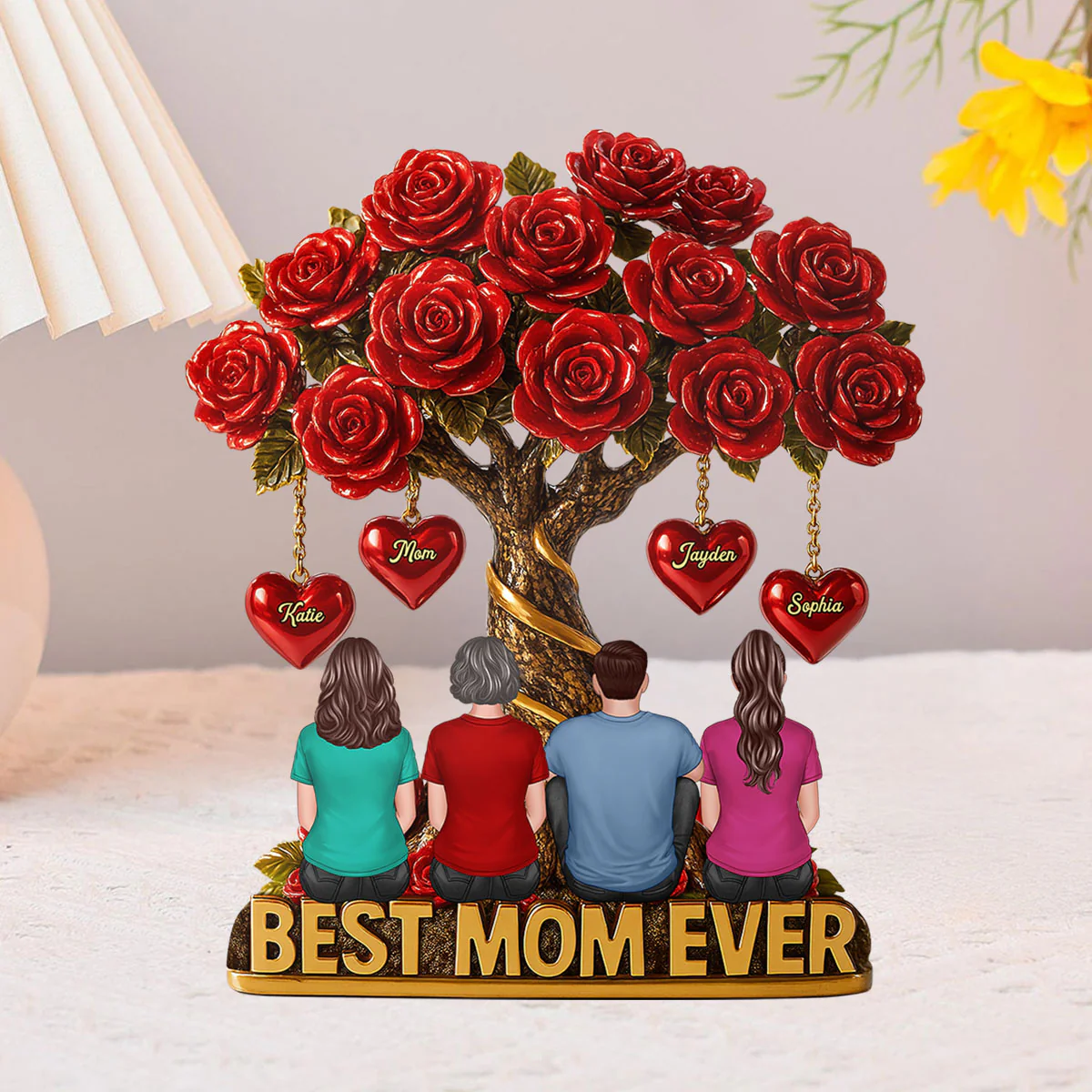 Mom & Children Under Beautiful Rose Tree Personalized Acrylic Block Plaque - Image 11