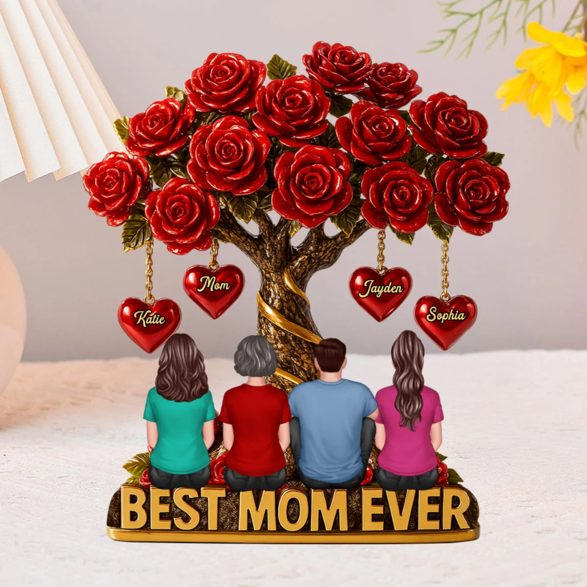 Mom & Children Under Beautiful Rose Tree Personalized Acrylic Block Plaque - Image 12