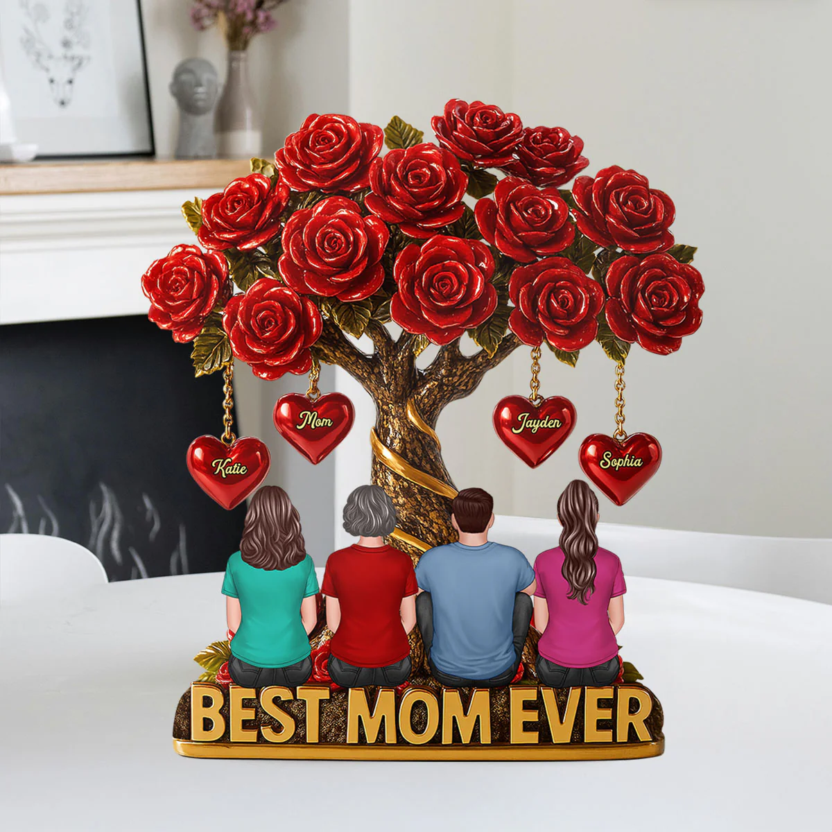Mom & Children Under Beautiful Rose Tree Personalized Acrylic Block Plaque - Image 8