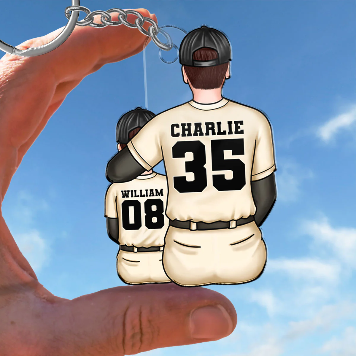 Mom Dad And Kid Baseball Personalized Acrylic Keychain - Image 2