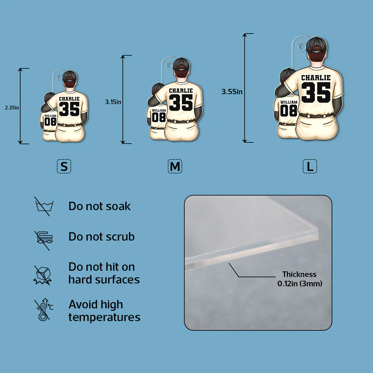 Mom Dad And Kid Baseball Personalized Acrylic Keychain - Image 4