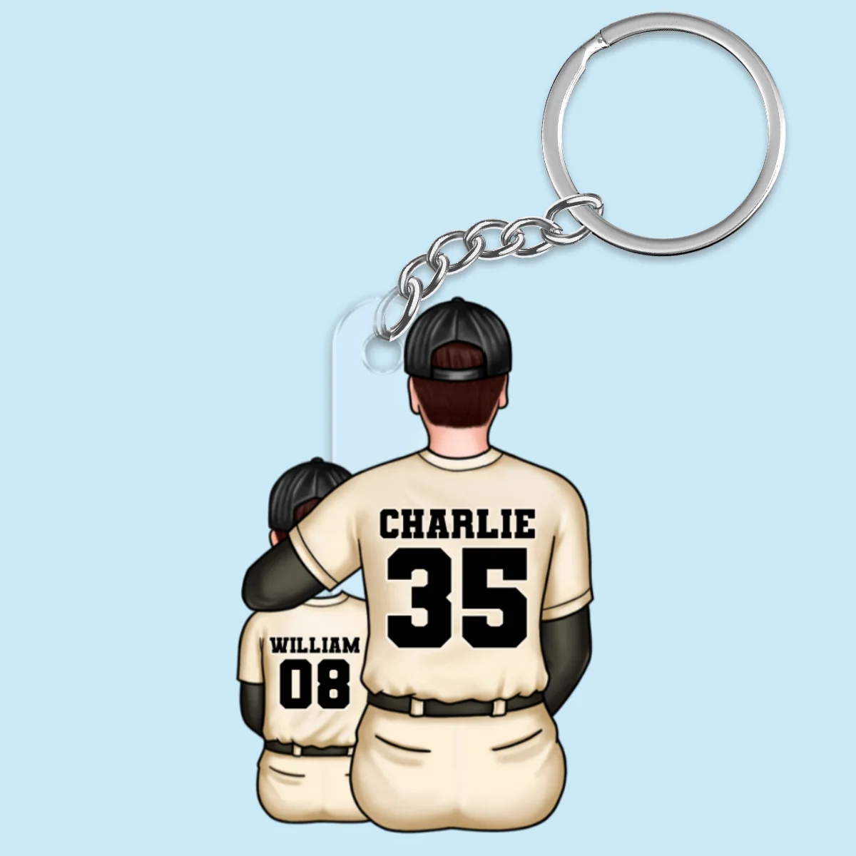 Mom Dad And Kid Baseball Personalized Acrylic Keychain - Image 5