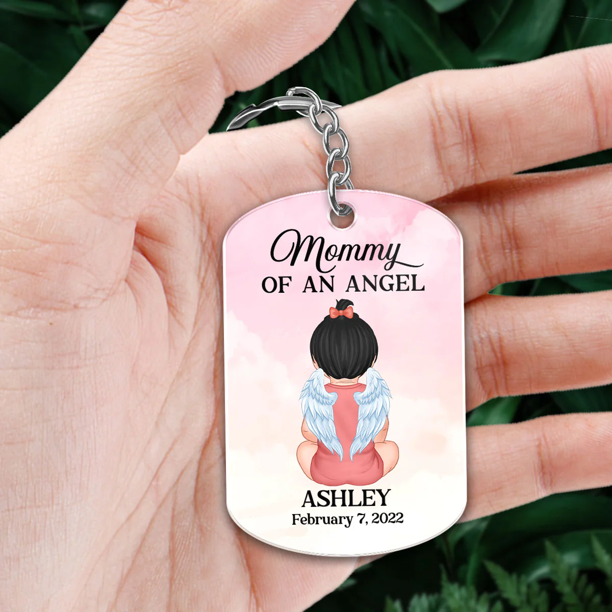 Mom Dad Of An Angel Miscarriage Infant Loss Memorial Sympathy Gift Personalized Acrylic Keychain - Image 2