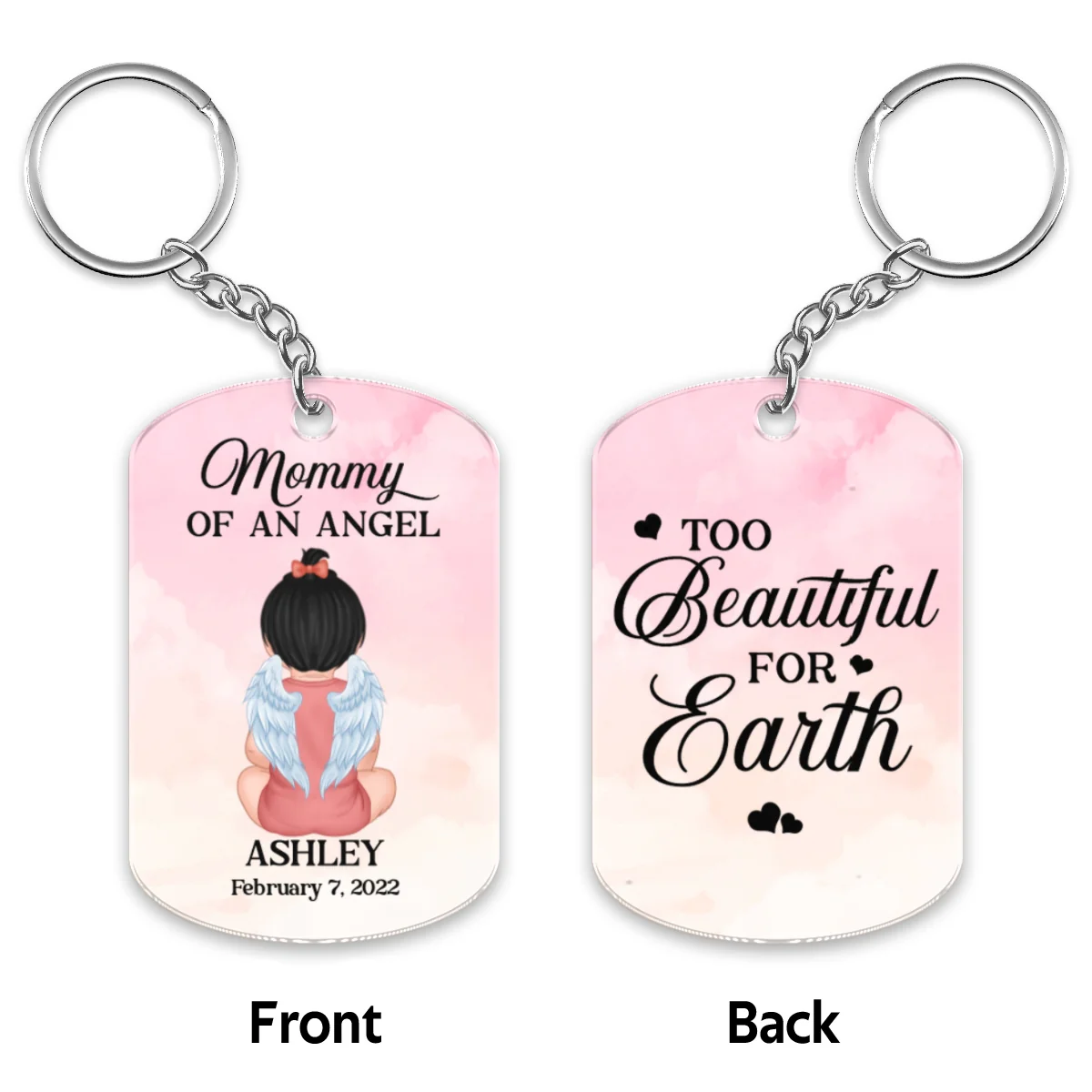 Mom Dad Of An Angel Miscarriage Infant Loss Memorial Sympathy Gift Personalized Acrylic Keychain - Image 4