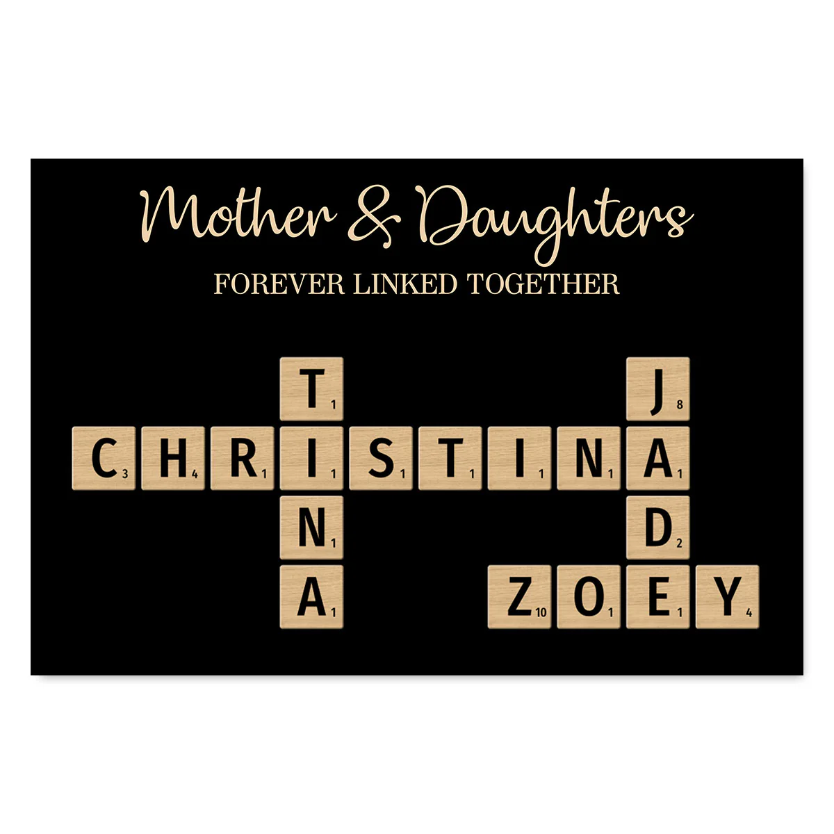 Mom & Dad & Sons & Daughters Forever Linked Together Puzzle Crossword Personalized Poster, Gift For Family - Image 2