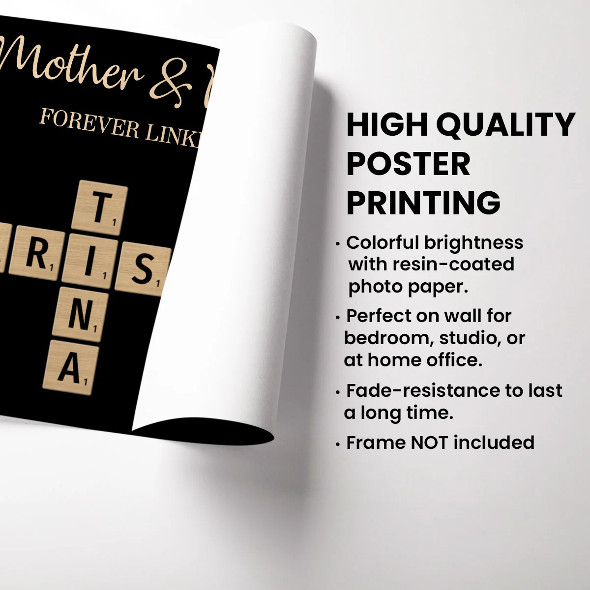 Mom & Dad & Sons & Daughters Forever Linked Together Puzzle Crossword Personalized Poster, Gift For Family - Image 3