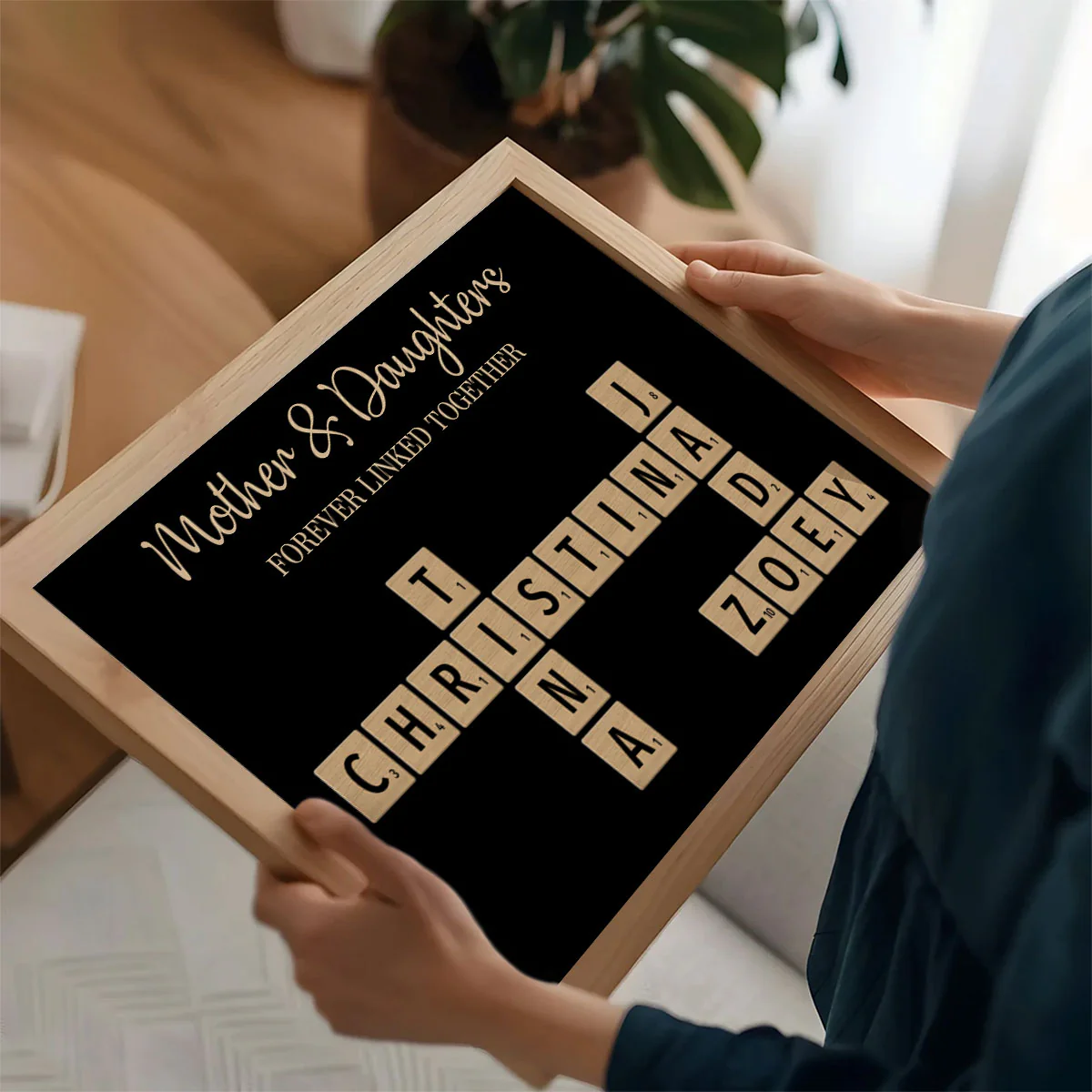 Mom & Dad & Sons & Daughters Forever Linked Together Puzzle Crossword Personalized Poster, Gift For Family - Image 5
