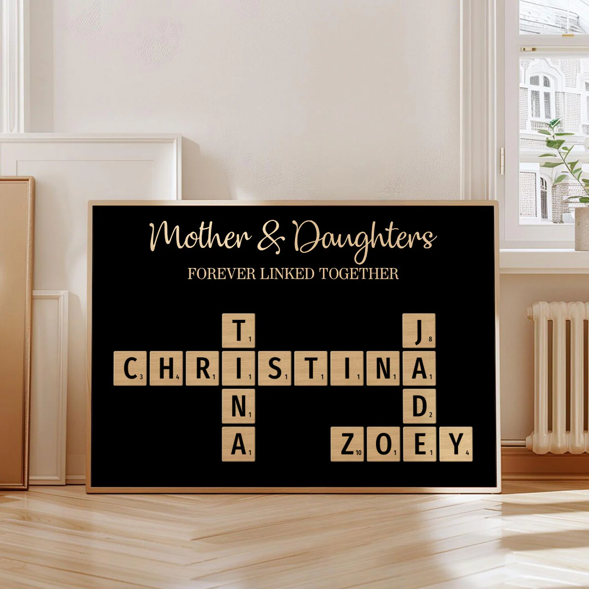 Mom & Dad & Sons & Daughters Forever Linked Together Puzzle Crossword Personalized Poster, Gift For Family - Image 6