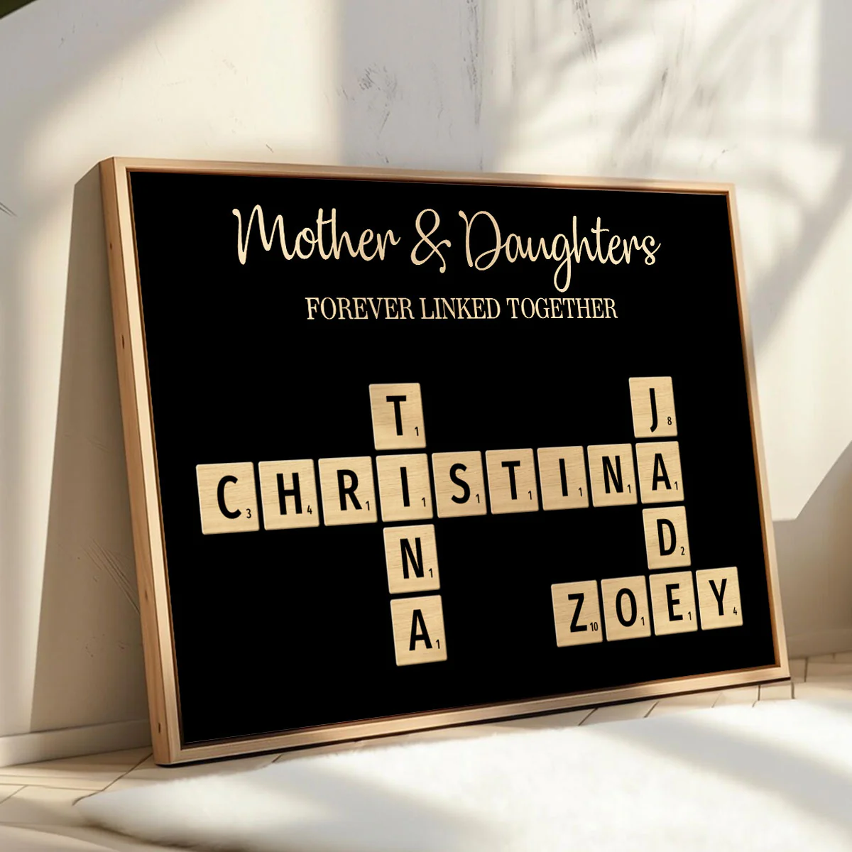 Mom & Dad & Sons & Daughters Forever Linked Together Puzzle Crossword Personalized Poster, Gift For Family - Image 7