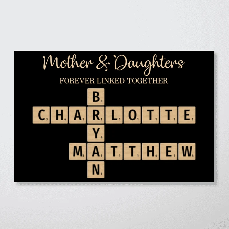 Mom & Dad & Sons & Daughters Forever Linked Together Puzzle Crossword Personalized Poster, Gift For Family - Image 9