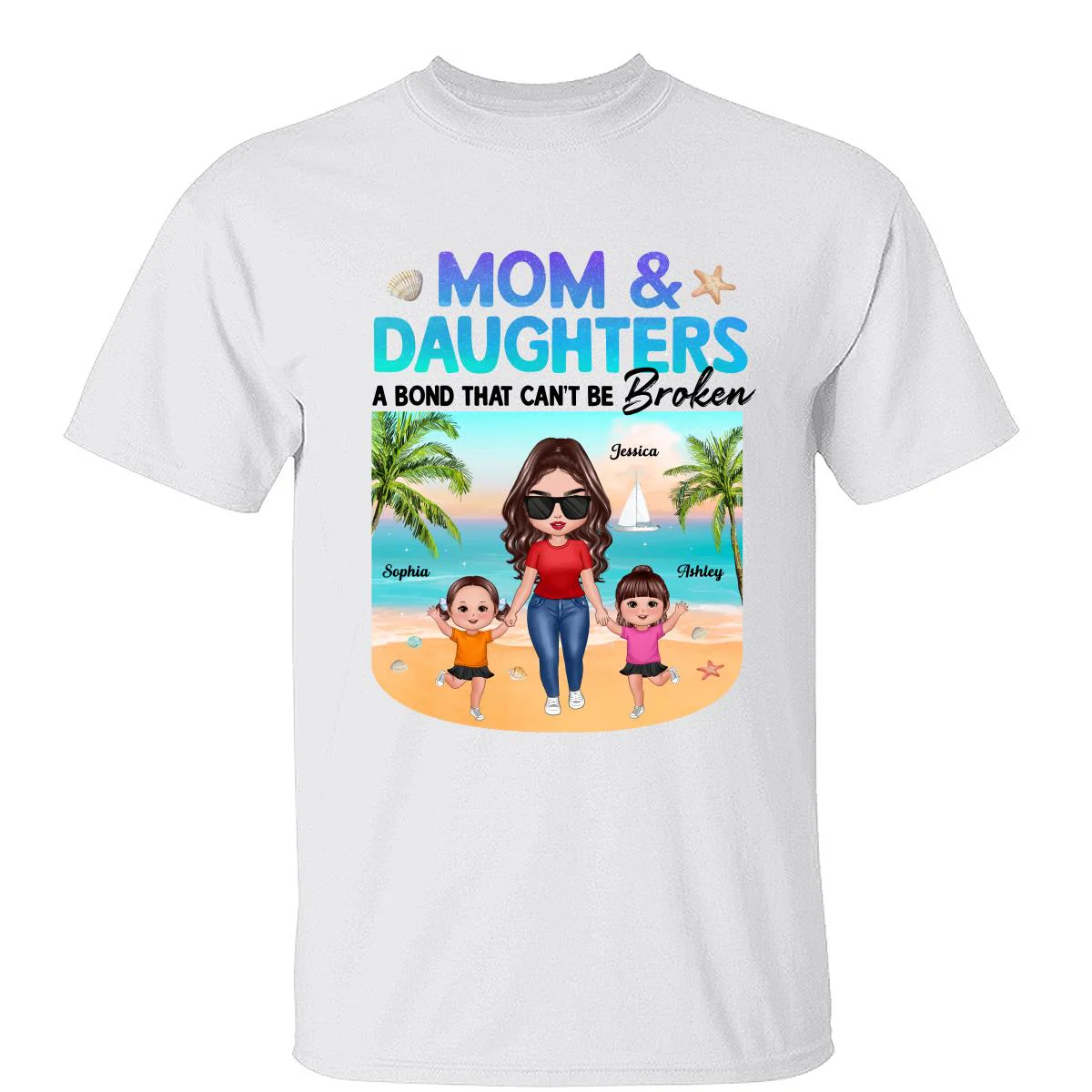 Mom Daugher A Bond That Can‘t Be Broken Mother Holding Daughter Hand Gradient Glitter Personalized Shirt