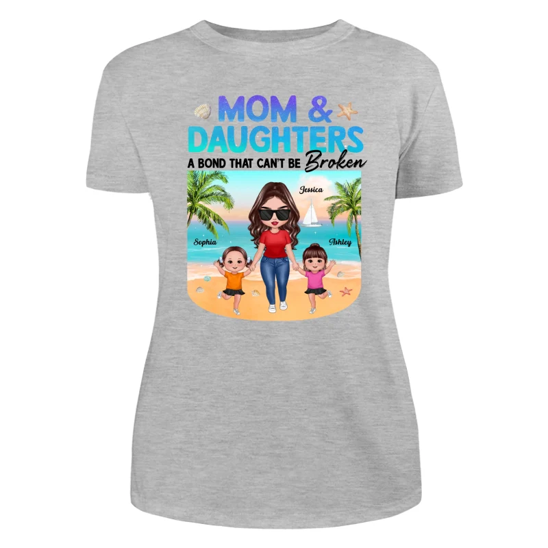 Mom Daugher A Bond That Can‘t Be Broken Mother Holding Daughter Hand Gradient Glitter Personalized Shirt - Image 10