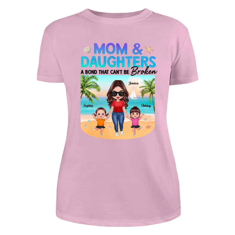Mom Daugher A Bond That Can‘t Be Broken Mother Holding Daughter Hand Gradient Glitter Personalized Shirt - Image 11