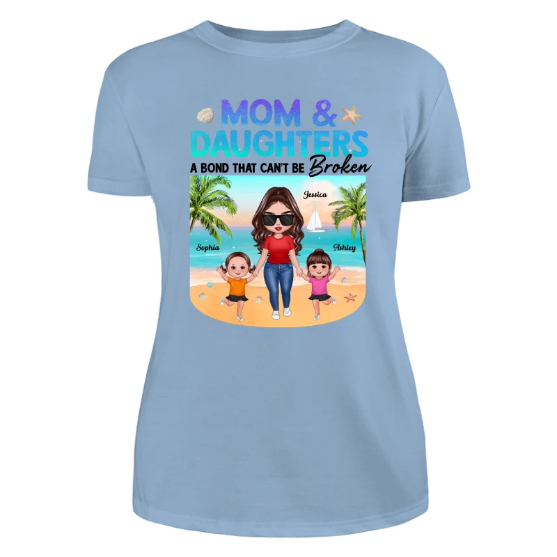 Mom Daugher A Bond That Can‘t Be Broken Mother Holding Daughter Hand Gradient Glitter Personalized Shirt - Image 12