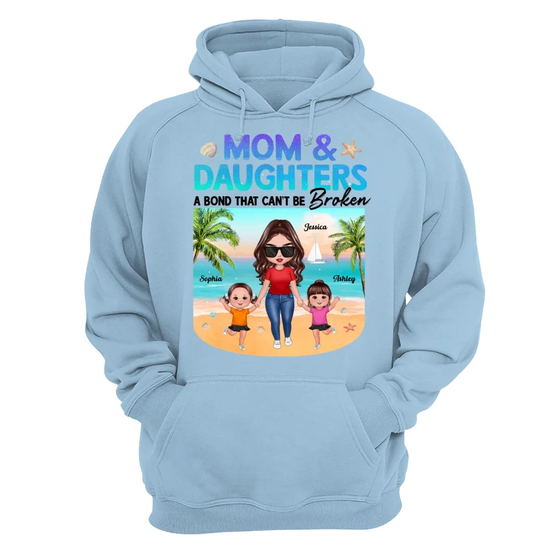 Mom Daugher A Bond That Can‘t Be Broken Mother Holding Daughter Hand Gradient Glitter Personalized Shirt - Image 16