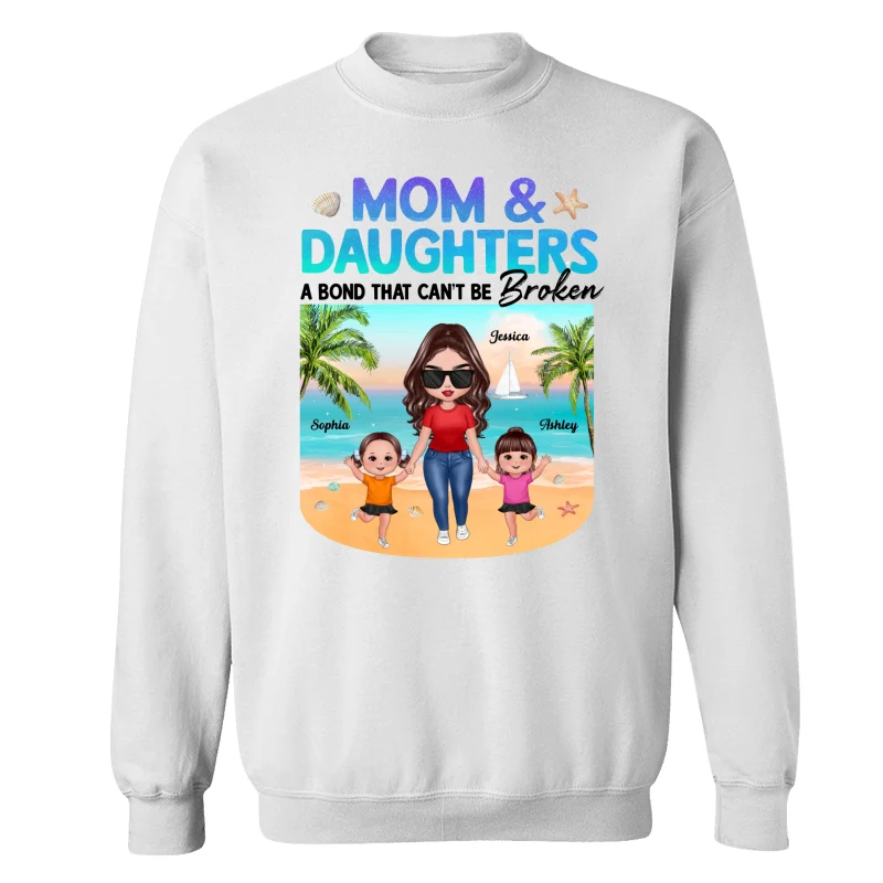 Mom Daugher A Bond That Can‘t Be Broken Mother Holding Daughter Hand Gradient Glitter Personalized Shirt - Image 17