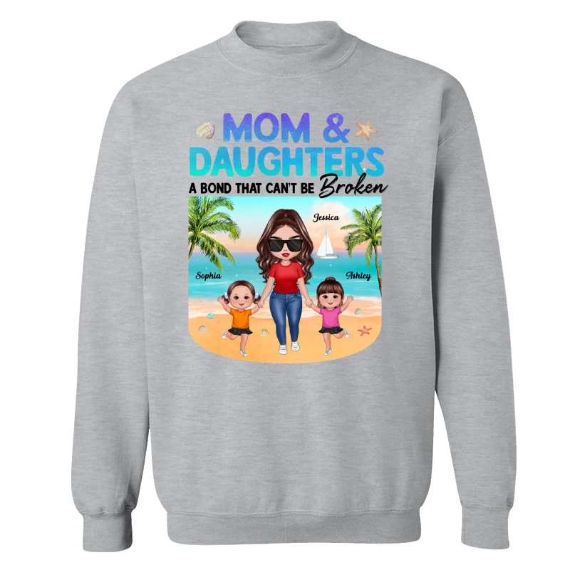 Mom Daugher A Bond That Can‘t Be Broken Mother Holding Daughter Hand Gradient Glitter Personalized Shirt - Image 18