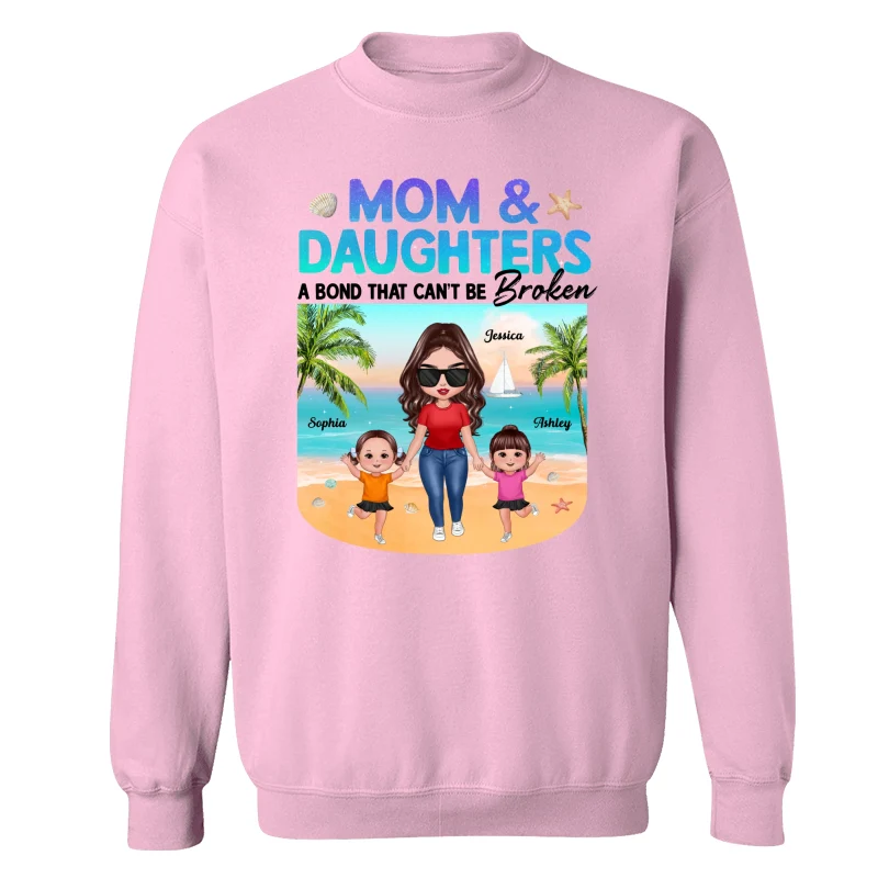 Mom Daugher A Bond That Can‘t Be Broken Mother Holding Daughter Hand Gradient Glitter Personalized Shirt - Image 19