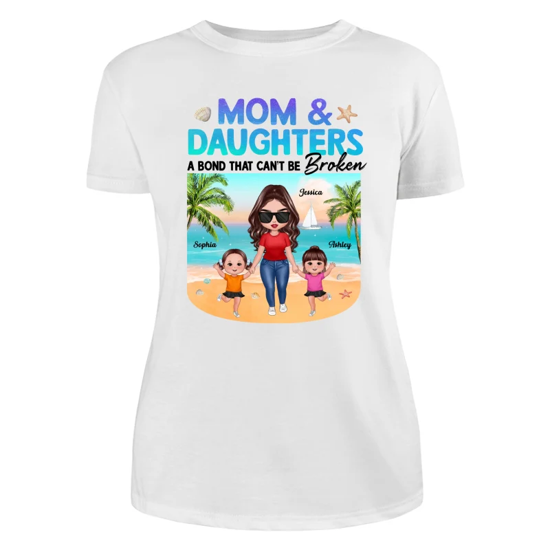 Mom Daugher A Bond That Can‘t Be Broken Mother Holding Daughter Hand Gradient Glitter Personalized Shirt - Image 9