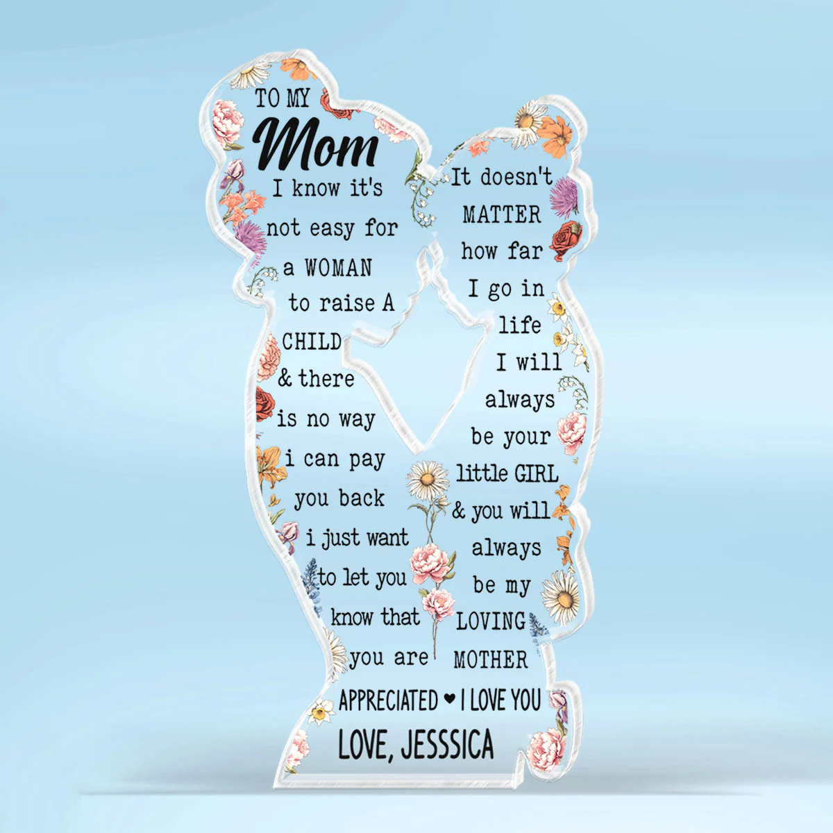 Mom & Daughter Birth Month Flower Personalized Acrylic Plaque Custom Shape, Perfect Gift For Mom - Image 2