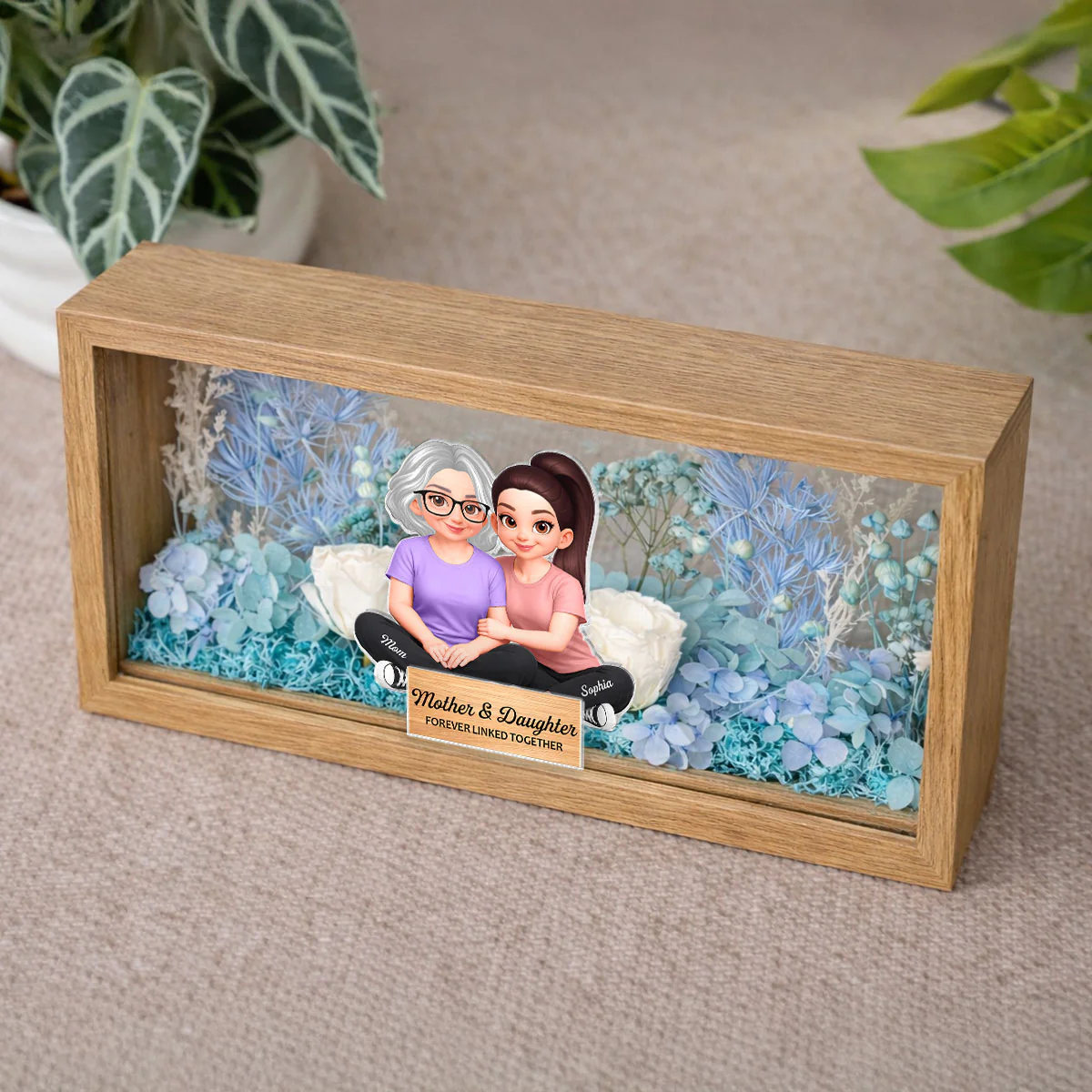 Mom & Daughter Forever Linked Together - Personalized DIY Flower Shadow Box LED Night Light - Gift For Mom, Daughter - Image 7