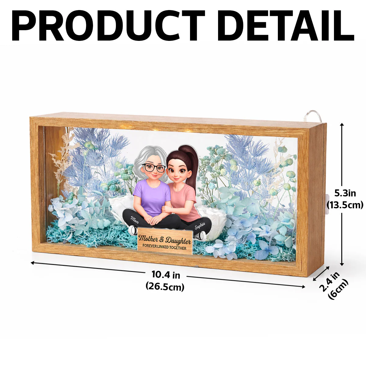 Mom & Daughter Forever Linked Together - Personalized DIY Flower Shadow Box LED Night Light - Gift For Mom, Daughter - Image 8