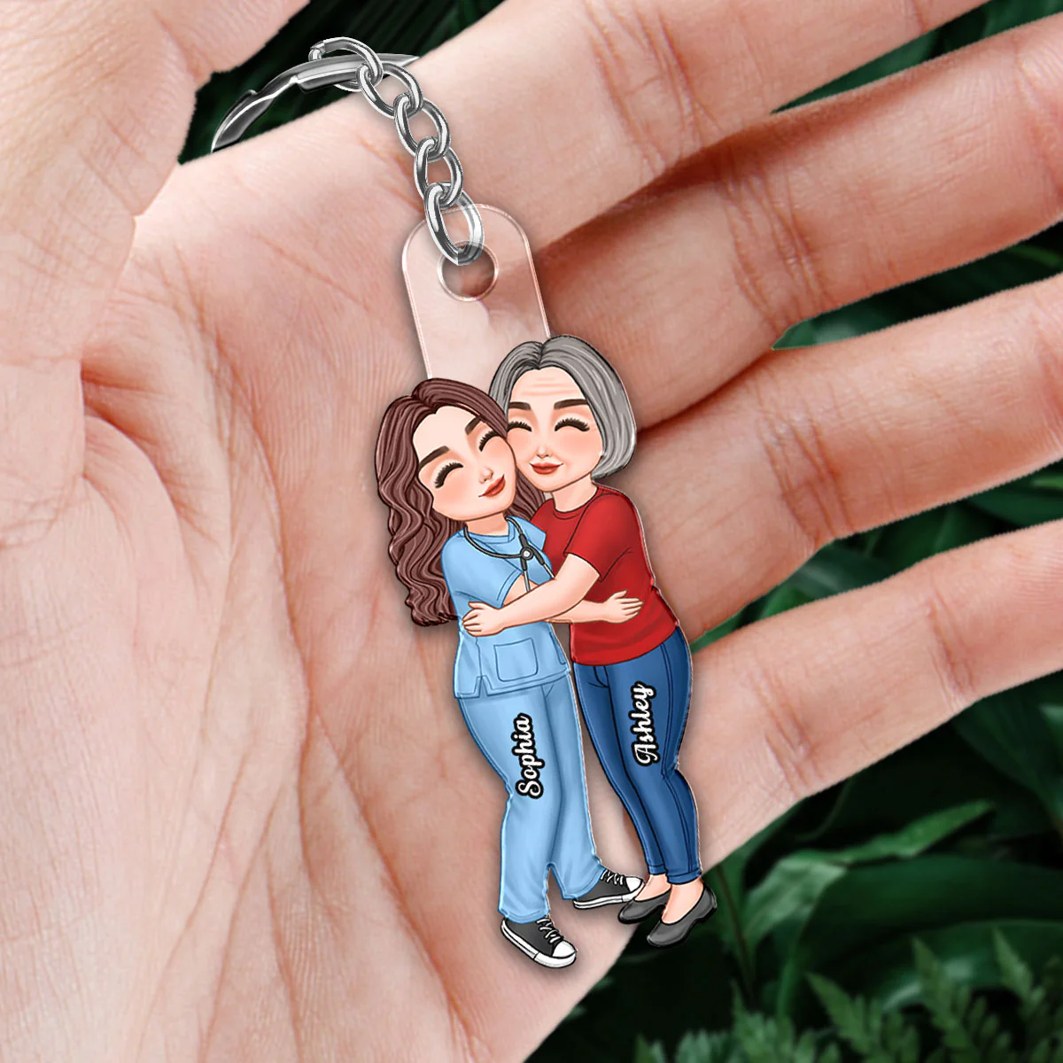 Mom & Daughter Son By Custom Occupation Firefighter, Nurse, Police Officer, Teacher Mother‘s Day Gift Personalized Acrylic Keychain - Image 2