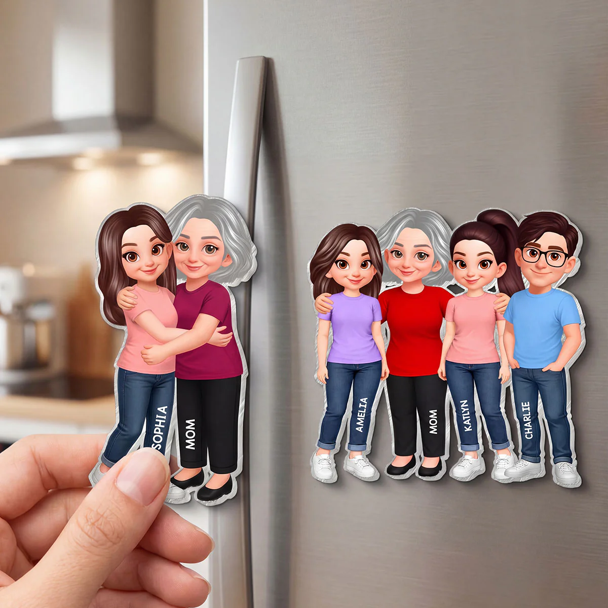 Mom Daughter Son, Grandma Grandchildren Forever Love - Personalized Acrylic Fridge Magnet - Mother's Day Gift For Mom, Grandma - Image 4