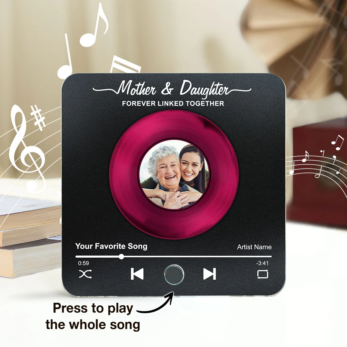 Mom & Daughter Vinyl Custom Photo Personalized Music Fridge Magnet, Perfect 2025 Gift For Mom - Image 2