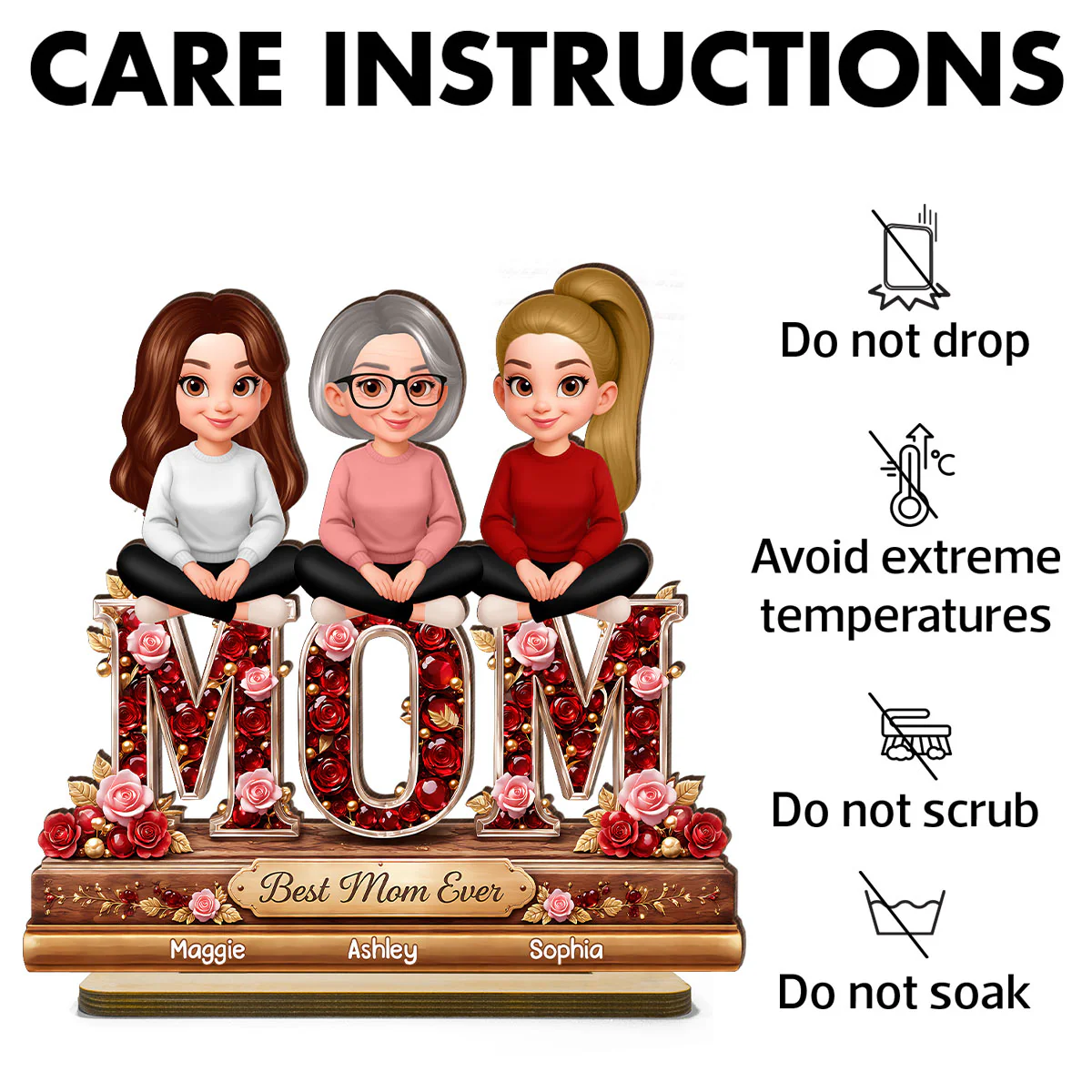 Mom Daughters Sons Sitting Best Mom Ever - Personalized 2-Layered Wooden Plaque - Heartfelt Gift For Mom, Grandma - Image 9