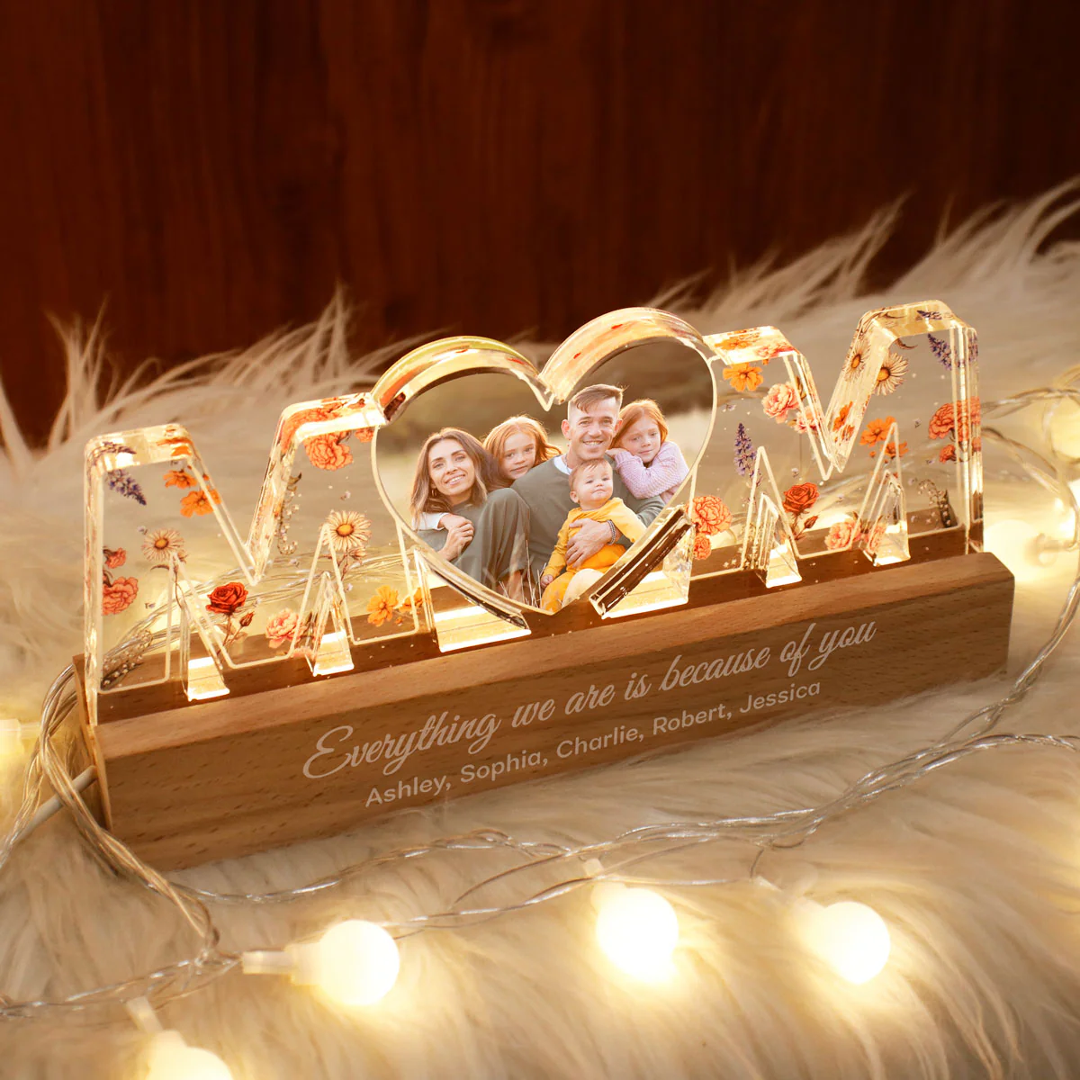 Mom Everything I Am Is Because Of You - Personalized Acrylic Block Plaque LED Night Light - Gift for Mom, Gift for Grandma, Gift for Wife - Image 6