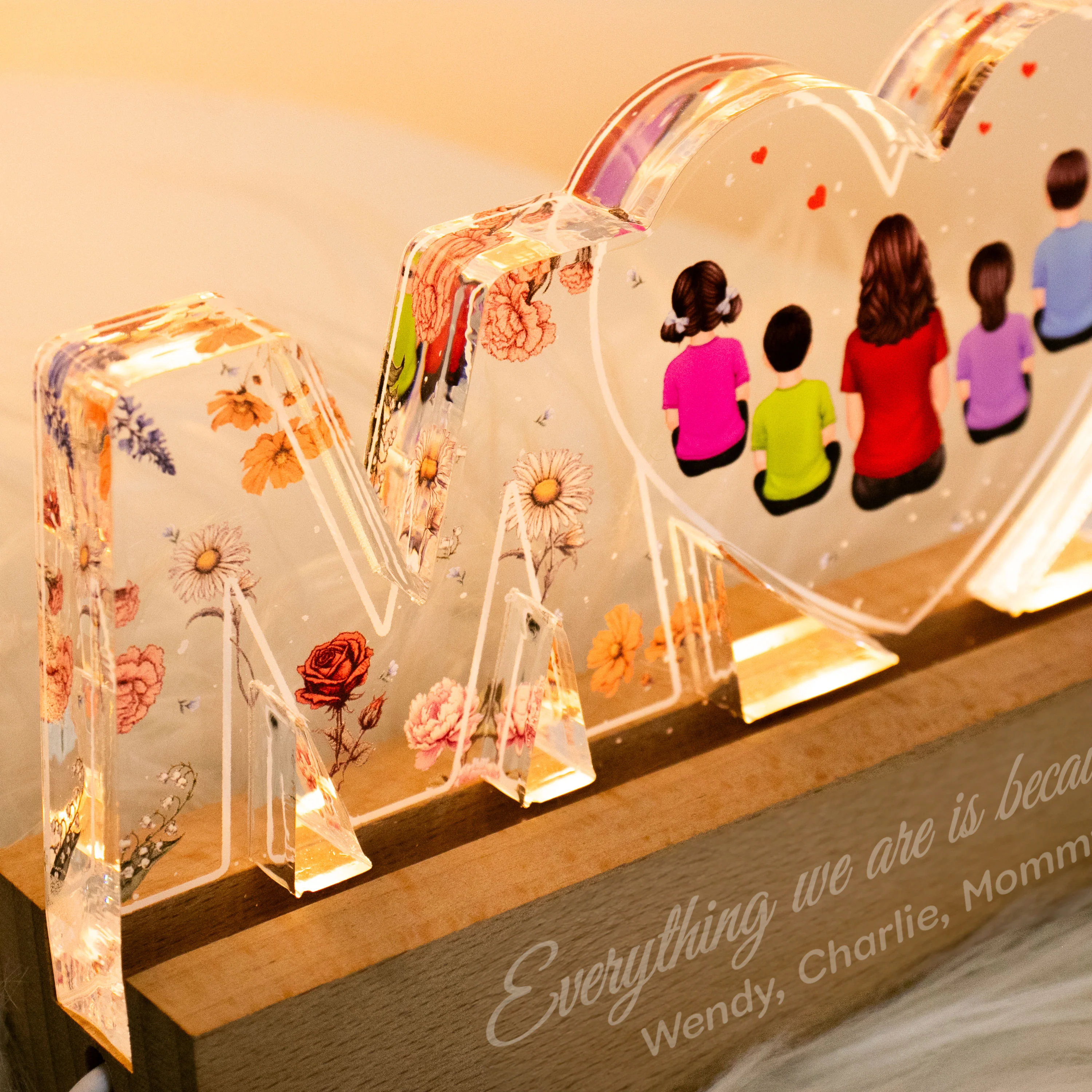 Mom Everything I Am Is Because Of You - Personalized Acrylic Block Plaque LED Night Light - Gift for Mom, Gift for Grandma, Gift for Wife - Image 7