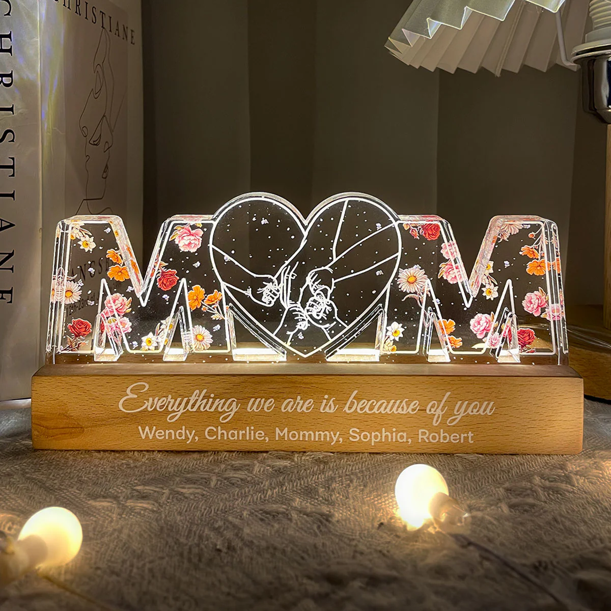 [EXCLUSIVE LIMITED EDITION] Mom Everything We Are Is Because Of You, Perfect Gift For Mom Personalized Acrylic Block LED Night Light