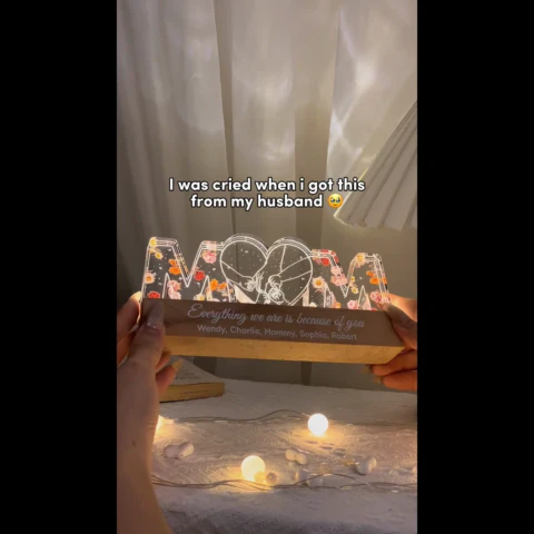 [EXCLUSIVE LIMITED EDITION] Mom Everything We Are Is Because Of You, Perfect Gift For Mom Personalized Acrylic Block LED Night Light - Image 2