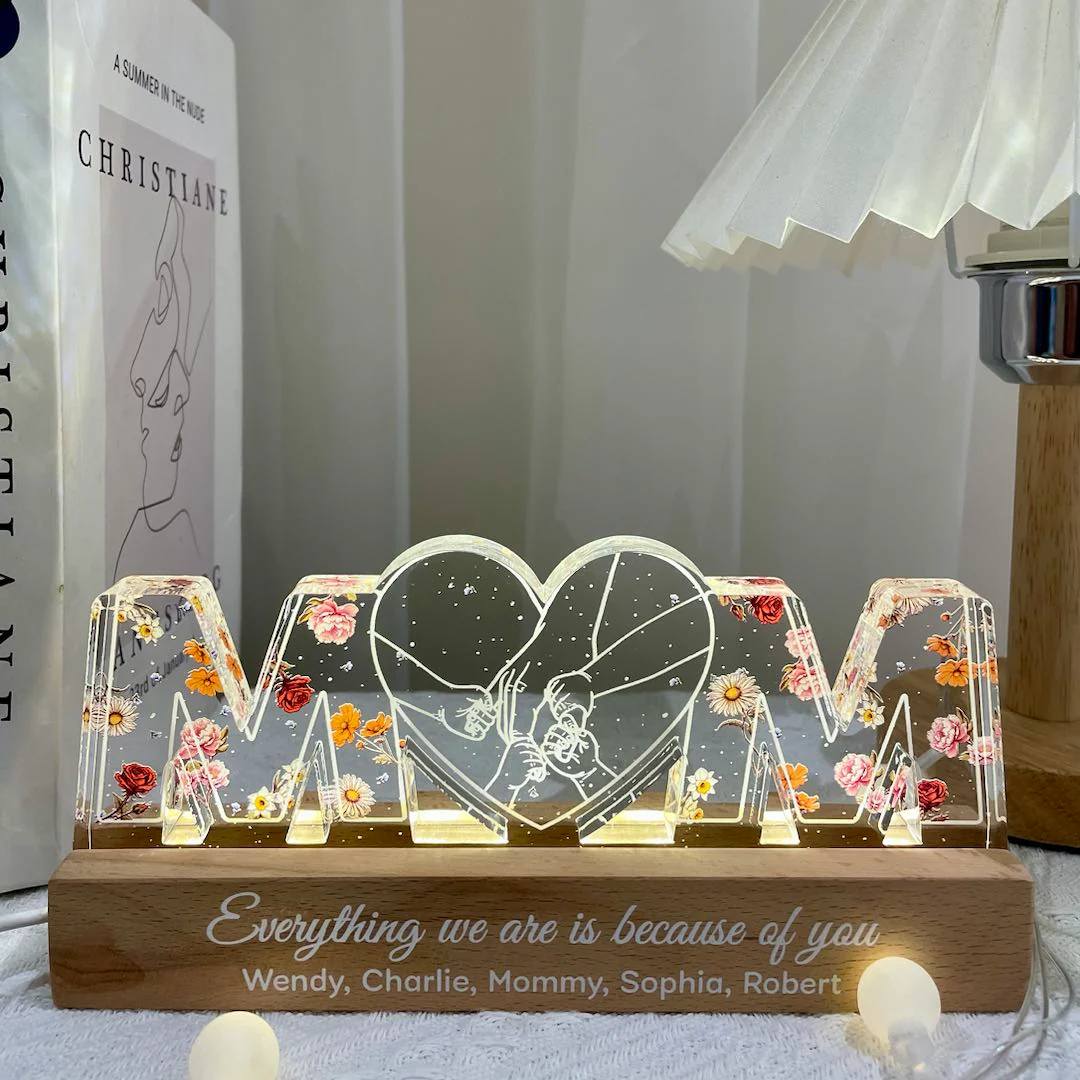 [EXCLUSIVE LIMITED EDITION] Mom Everything We Are Is Because Of You, Perfect Gift For Mom Personalized Acrylic Block LED Night Light - Image 5