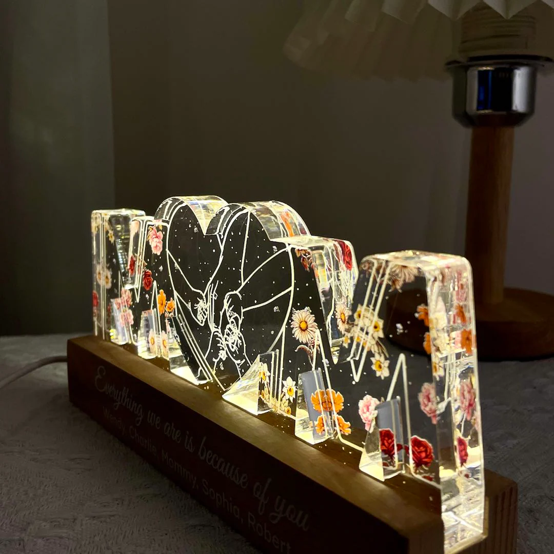 [EXCLUSIVE LIMITED EDITION] Mom Everything We Are Is Because Of You, Perfect Gift For Mom Personalized Acrylic Block LED Night Light - Image 6