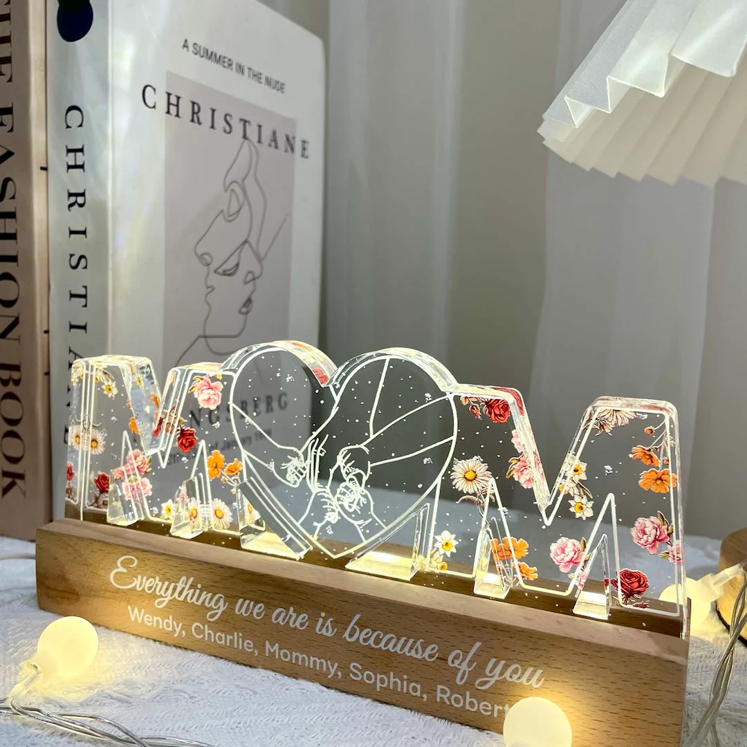 [EXCLUSIVE LIMITED EDITION] Mom Everything We Are Is Because Of You, Perfect Gift For Mom Personalized Acrylic Block LED Night Light - Image 7