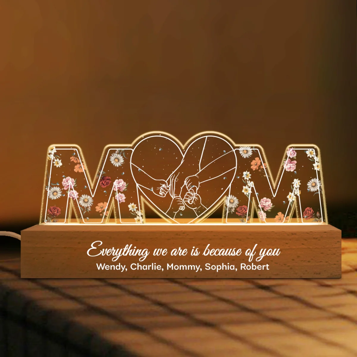 [EXCLUSIVE LIMITED EDITION] Mom Everything We Are Is Because Of You, Perfect Gift For Mom Personalized Acrylic Block LED Night Light - Image 8